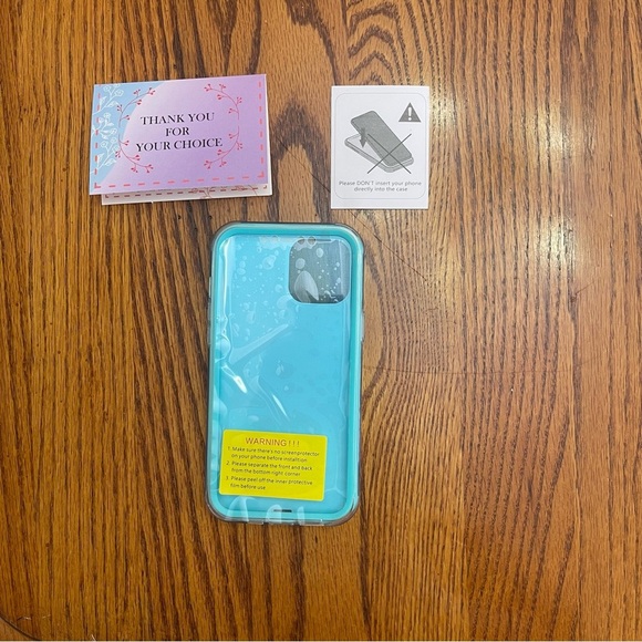 New iPhone 12 Pro Max Marble Phone Case w/ Screen Protector – Turquoise & Gold - Picture 2 of 11